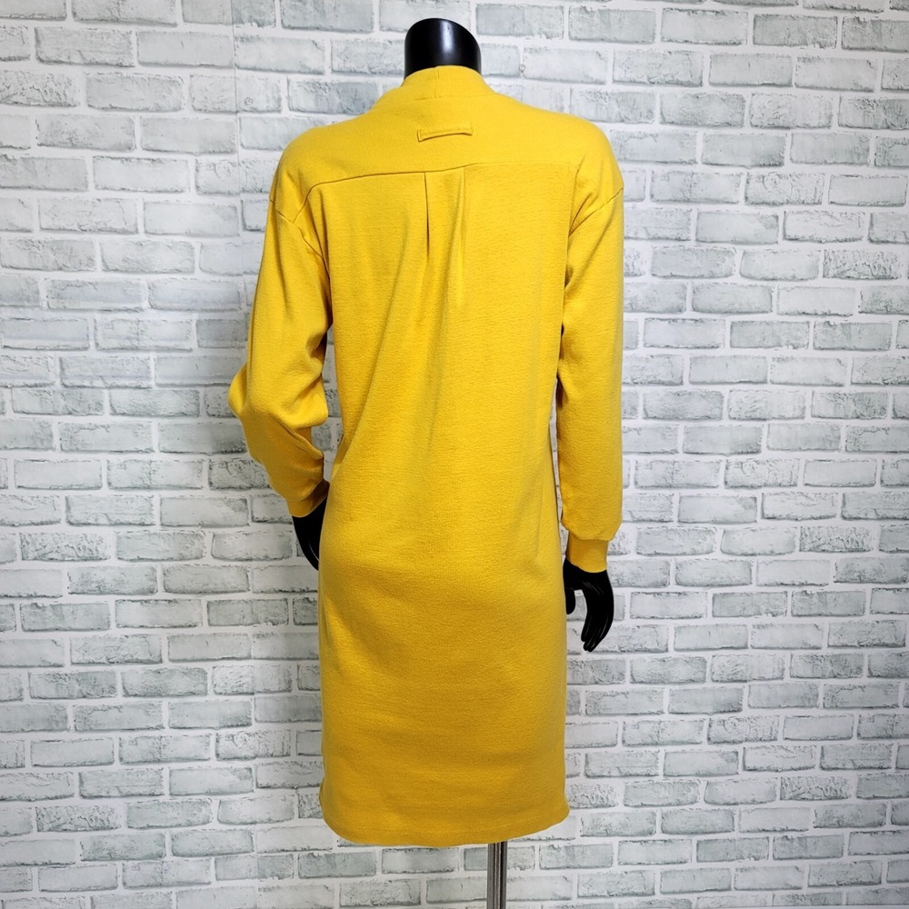 Vintage Disorderly Conduct Yellow Sweatshirt Dress Mock Neck Crest Logo Normcore - Picture 9 of 12